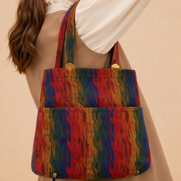 Source Unknown Handbags - Rainbow Fabric Woven Bag